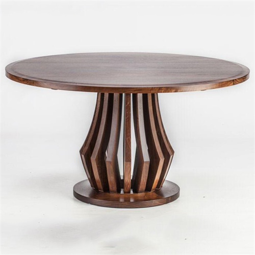 簡約現代餐廳圓形西式餐桌_西餐廳創意全實木桌子