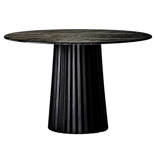 西餐廳實木桌腳天然大理石臺面圓形高檔餐桌